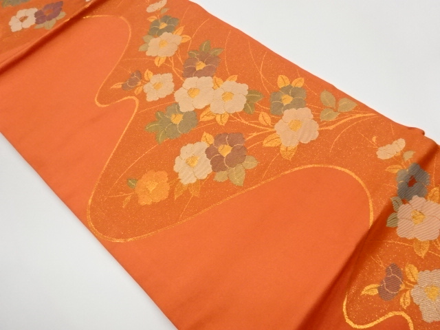 JAPANESE KIMONO / VINTAGE NAGOYA OBI / WOVEN CAMELLIA